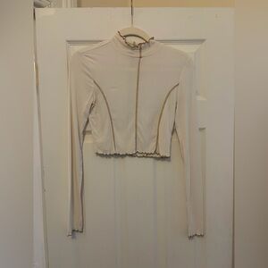 Sunday Best Aritzia Cream Long Sleeve Crop Top